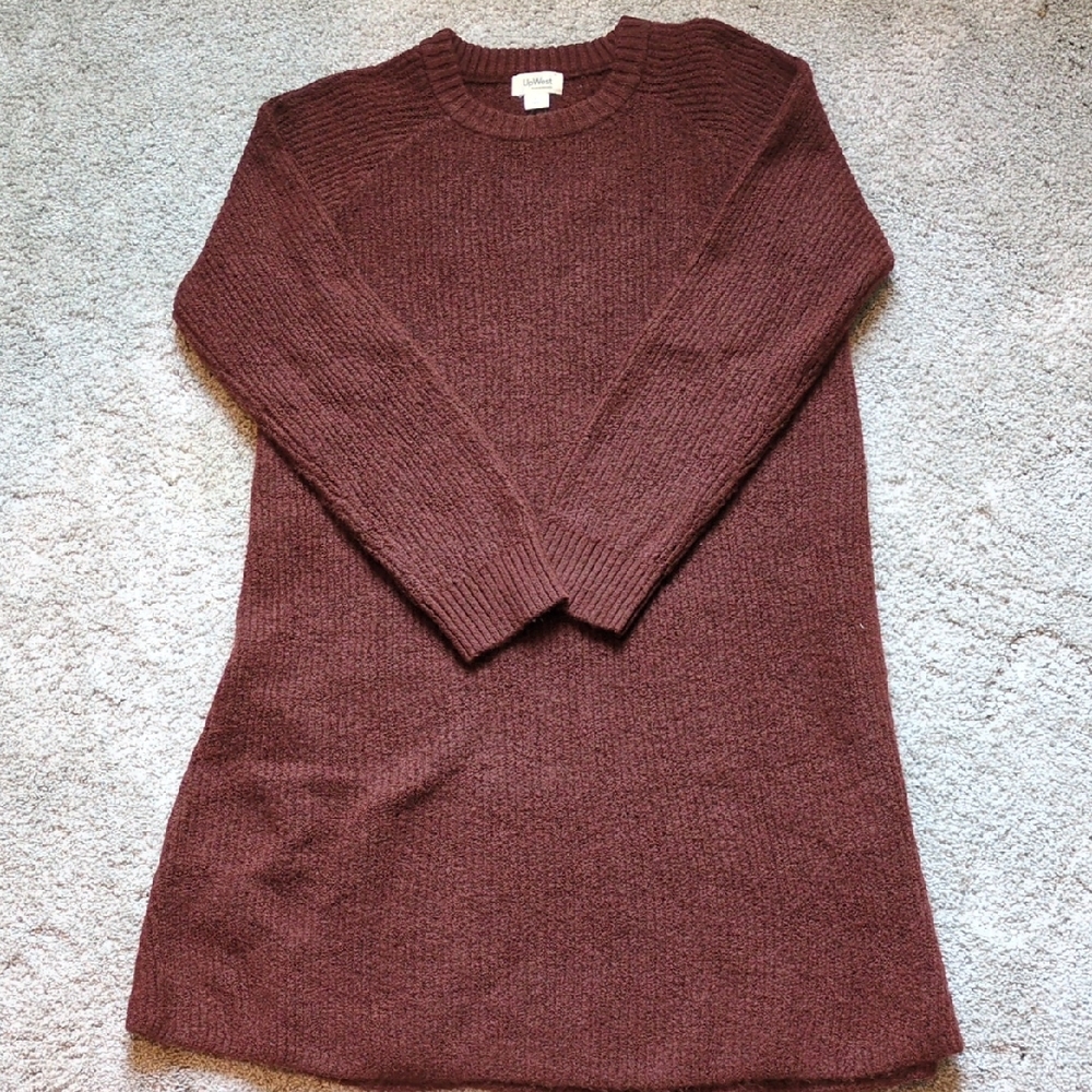 NWT Up West Maroon Ribbed Knit Sweater Dress Size Large